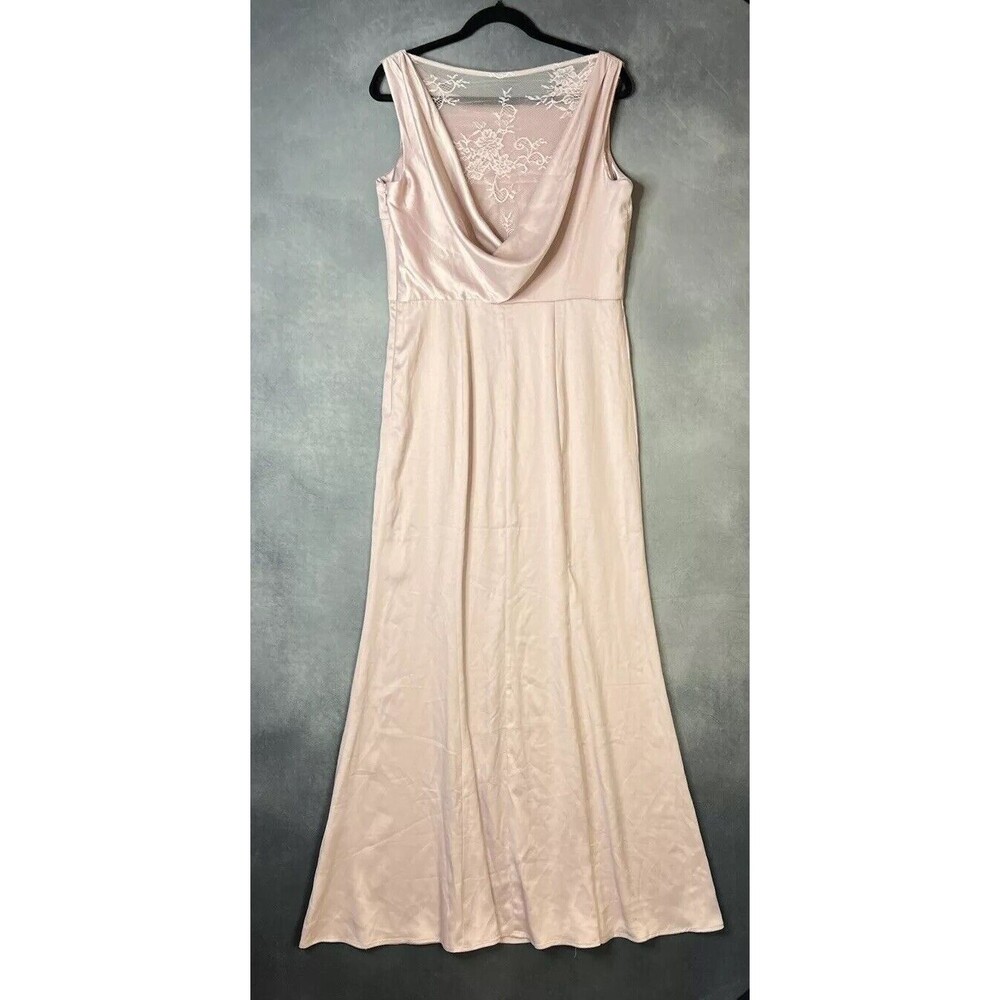 Chi Chi Cowl Back Lace Detail Dress Satin Stretch Blush Sleeveless Women Size 10